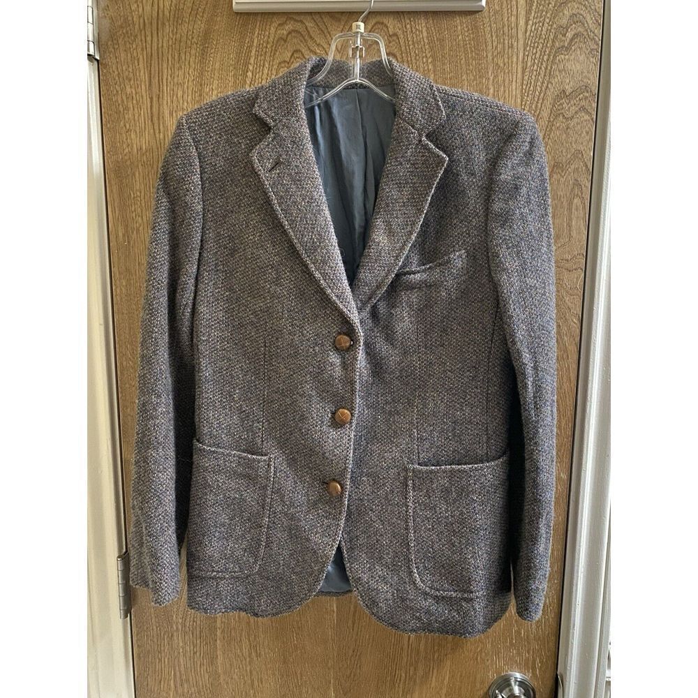 Vintage Stanley Blacker For Bloomingdale's Women Wool Herringbone Jacket Size 10